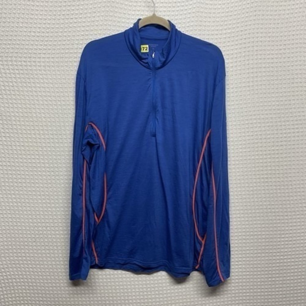 Icebreaker Merino Blue 1/4 Zip MockNeck Shirt Sweater Pullover Men XL China Wool
